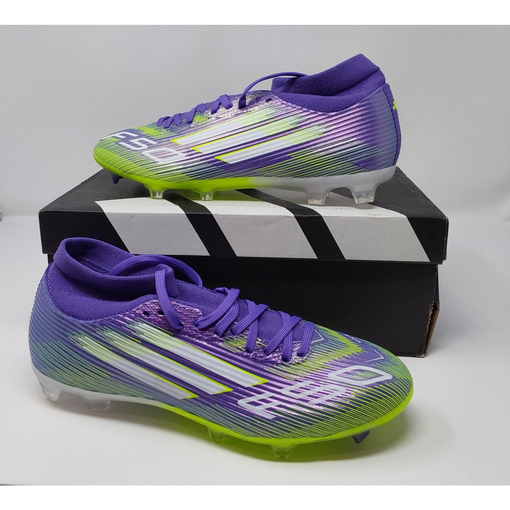 adidas F50 League Mid FG/MG Soccer Cleats Purple Green Mens 8 Womens 9